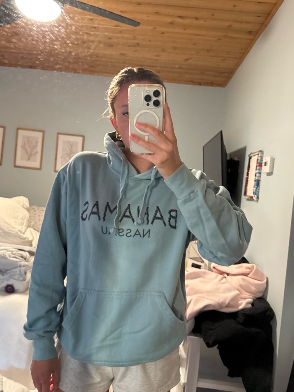 Light Blue 'Bahamas Nassau' Pullover Hoodie - Casual Women's Sweatshirt